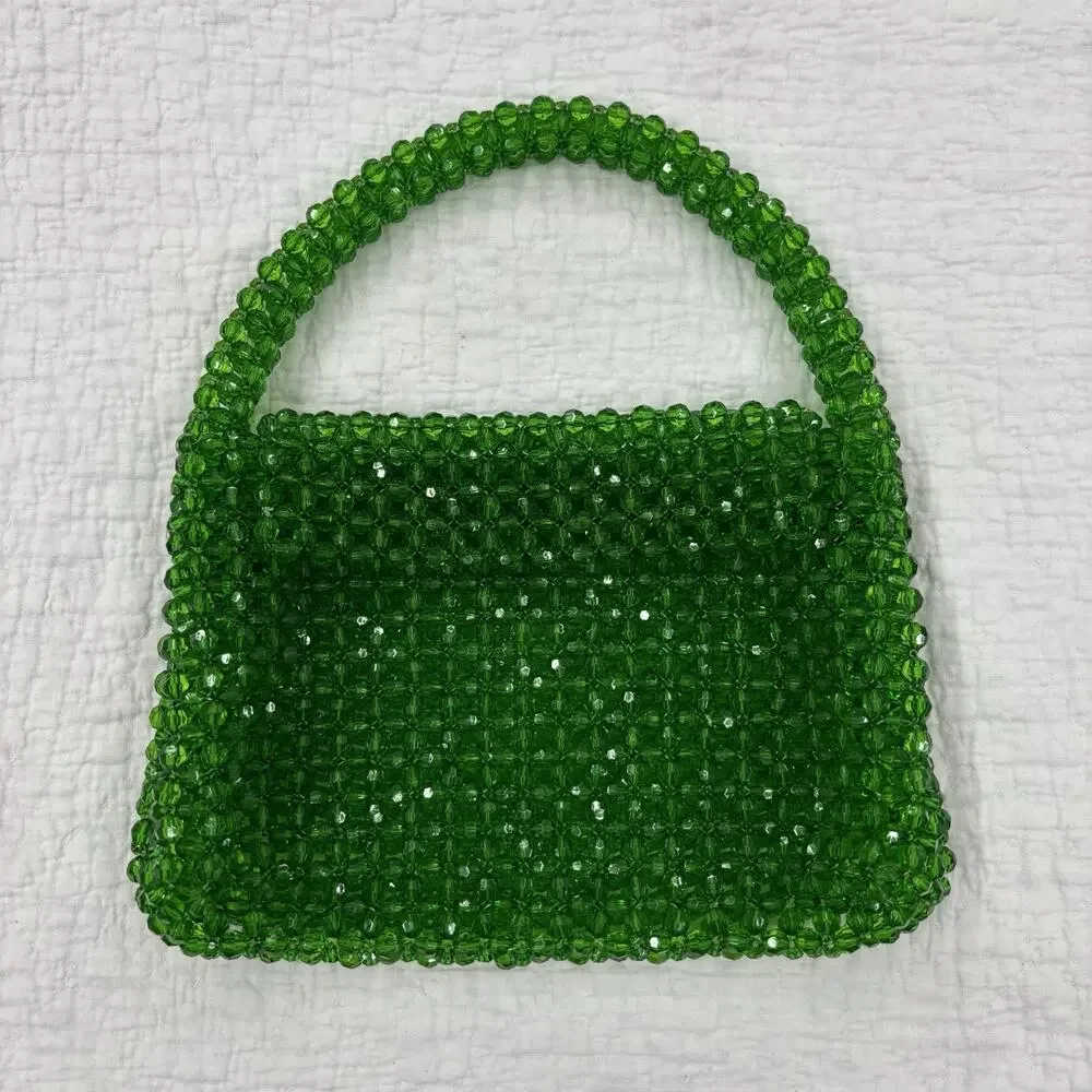 Green Beaded Handbag Women’s Evening Purse